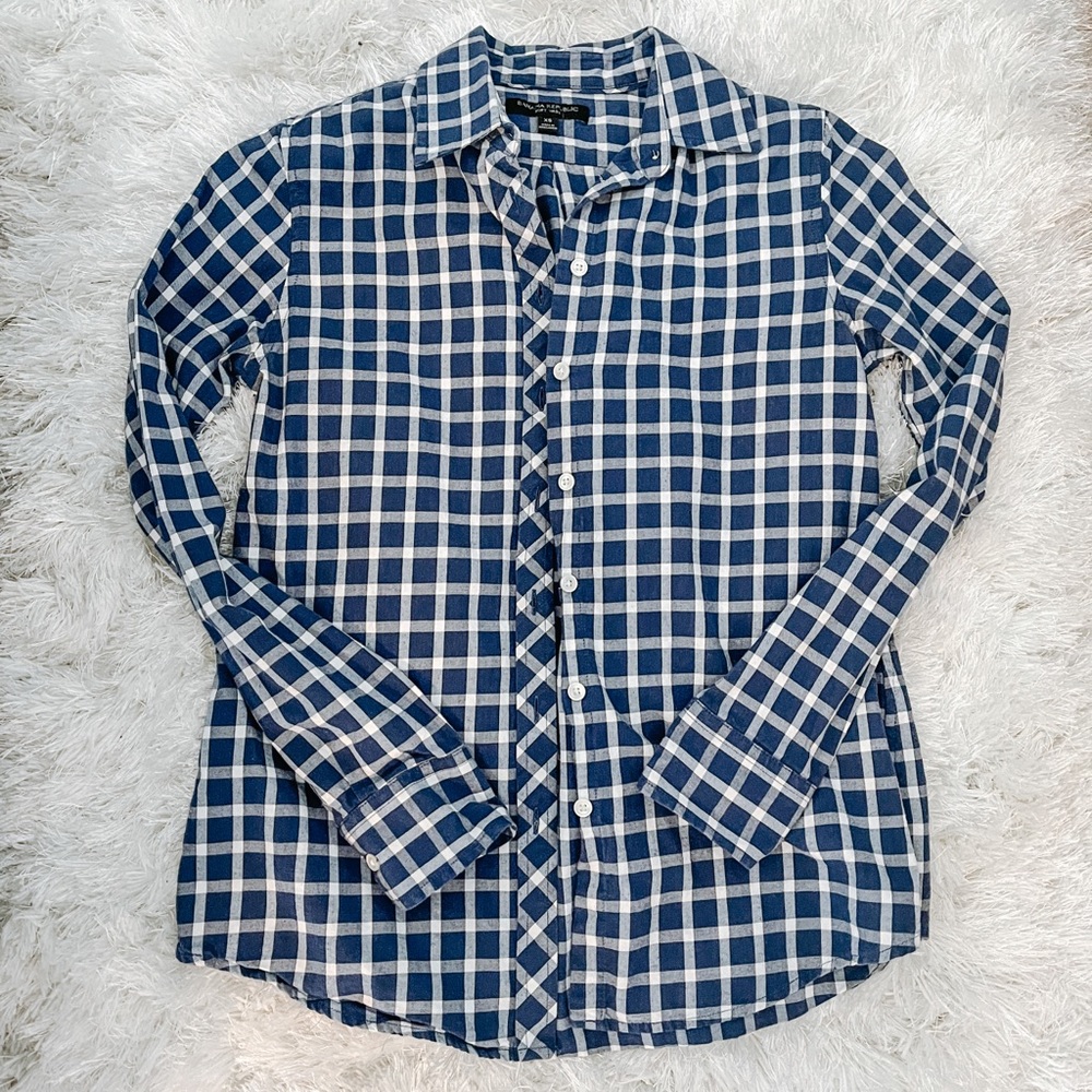 Blue and White checkered button up shirt
